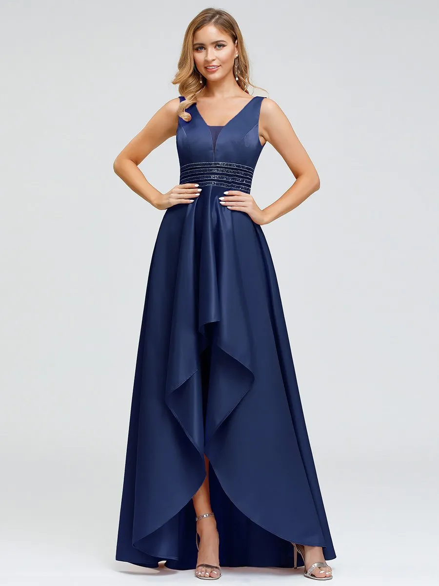 Women's V-Neck Asymmetric High Low Cocktail Wholesale Party Dresses