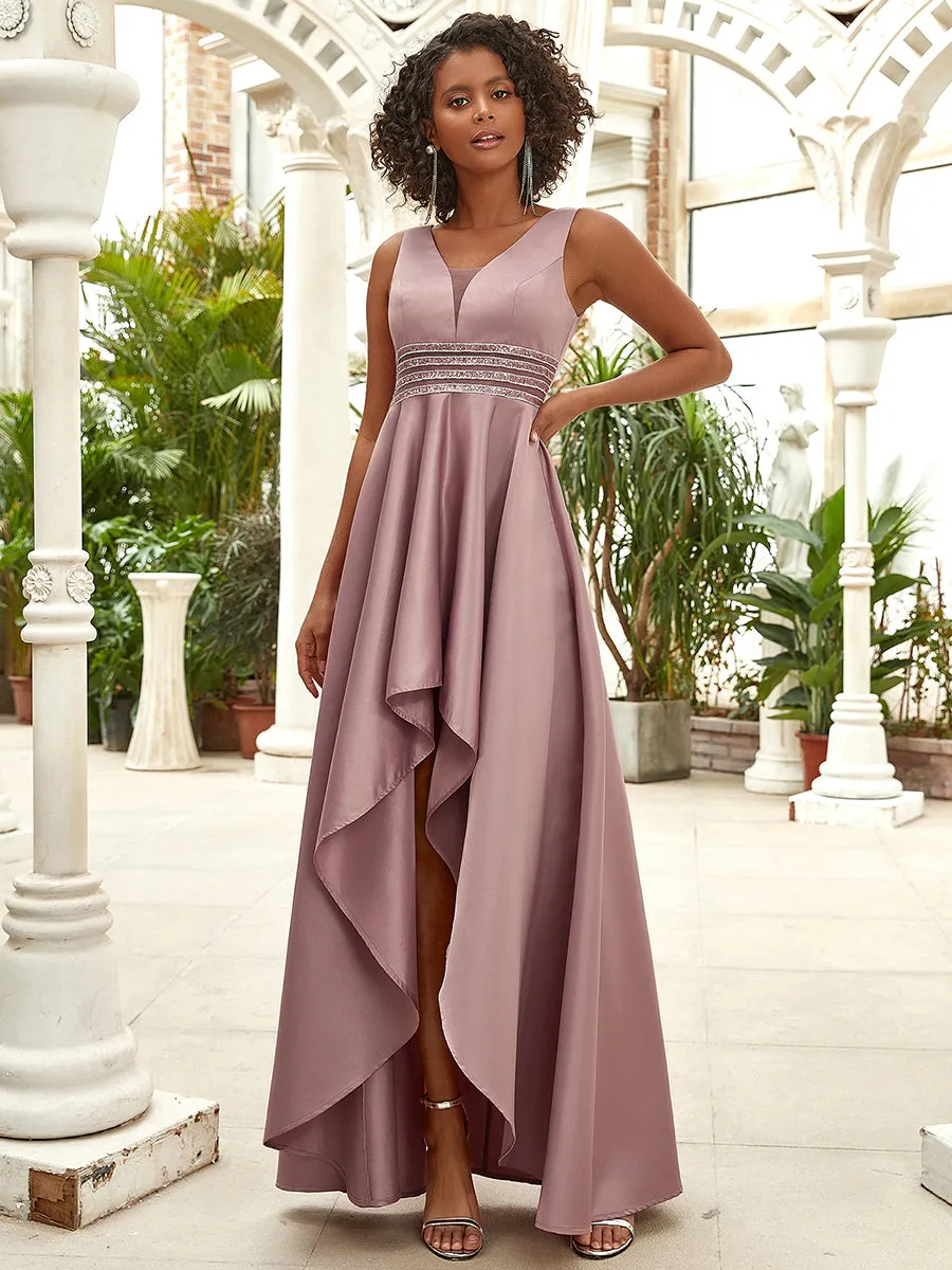 Women's V-Neck Asymmetric High Low Cocktail Wholesale Party Dresses