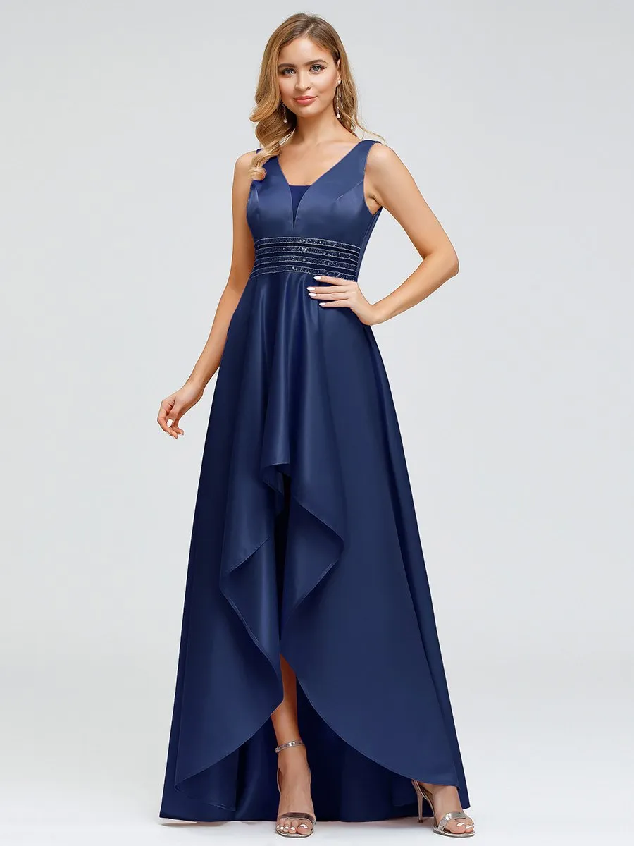 Women's V-Neck Asymmetric High Low Cocktail Wholesale Party Dresses